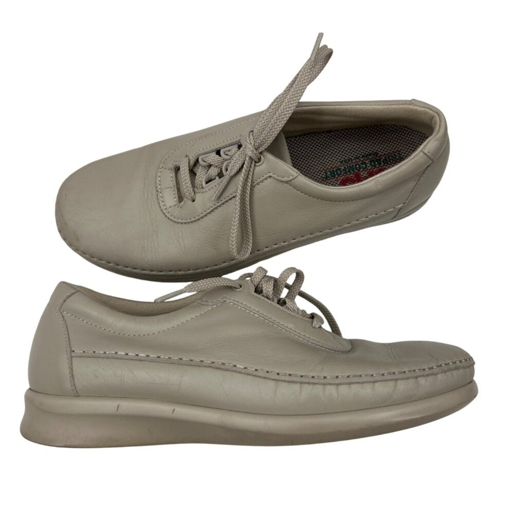Sas Women's Beige Leather‎ Tripad Comfort Lace-Up Shoes Size 8M Gray